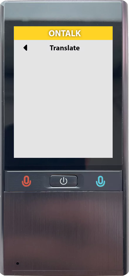 Translating device featuring three buttons in the middle.