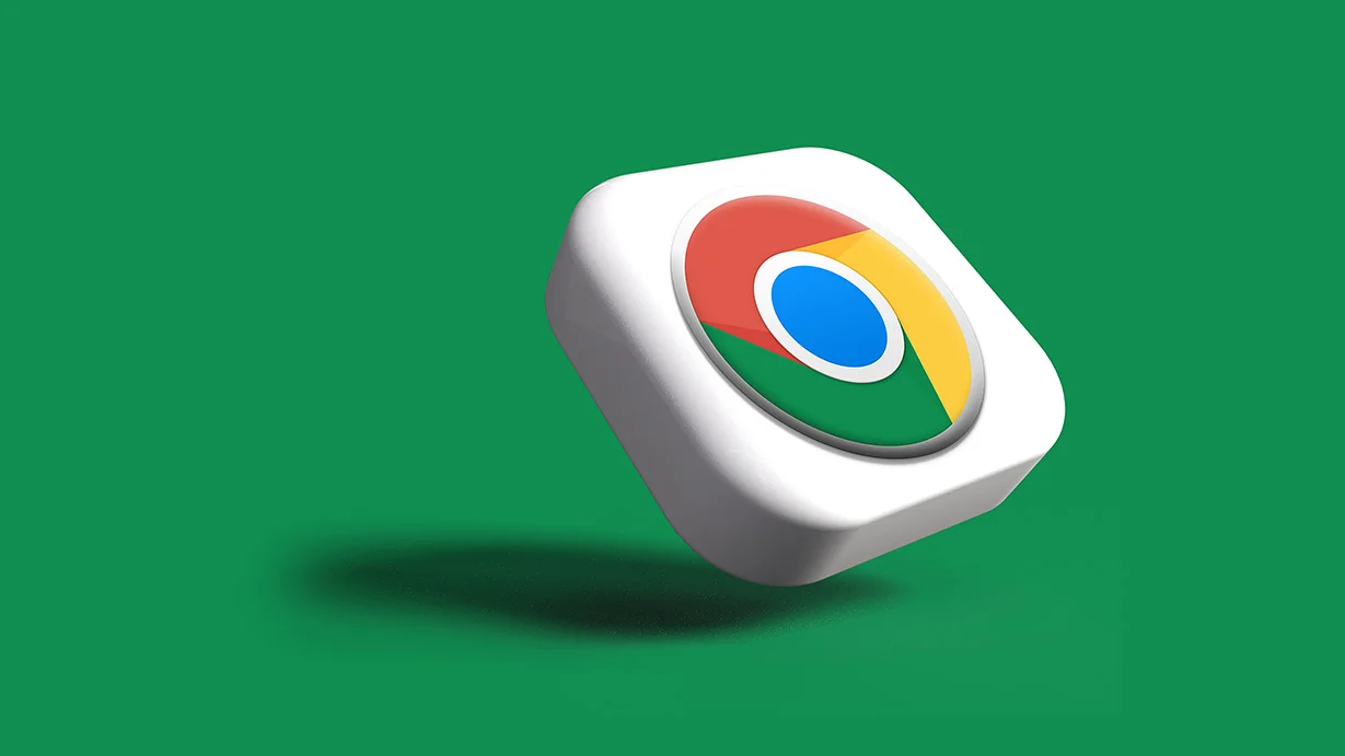 The logo of Google Chrome on a green background.